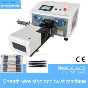 Fully Automatic Two Cores Flat Wires Sheath Cable Stripping and Twisting Machine