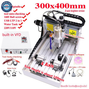 3/4 Axis Water Tank Wood Metal Steel Engraving Milling Machine 3040